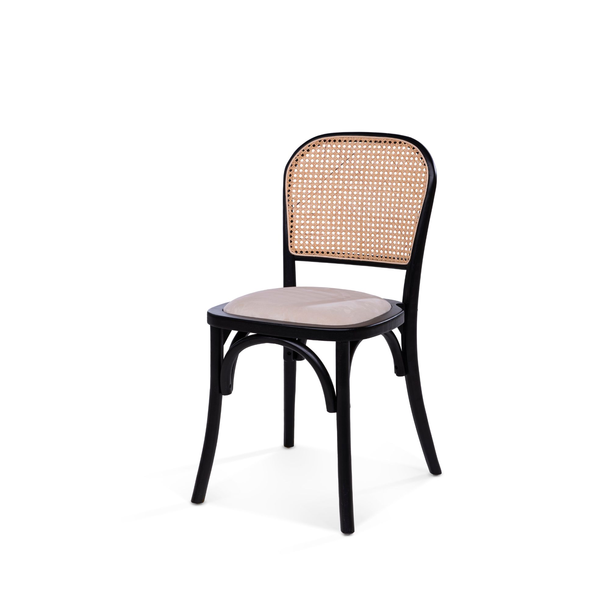 Restaurant Bistro Stuhl Pretoria mit Sitzpolster Samt Beige